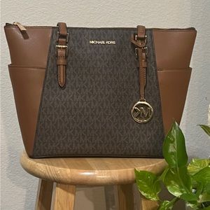 Michael Kors Charlotte Large Brown Tote Bag.